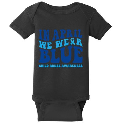 In April We Wear Blue Child Abuse Awareness Baby Bodysuit