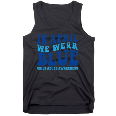 In April We Wear Blue Child Abuse Awareness Tank Top