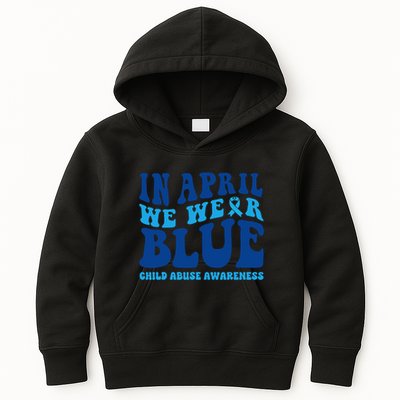 In April We Wear Blue Child Abuse Awareness Kids Hoodie