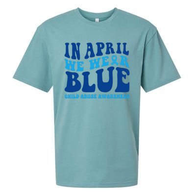 In April We Wear Blue Child Abuse Awareness Sueded Cloud Jersey T-Shirt