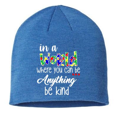 In A World Where You Can Be Anything Be Kind Autism Awareness Sustainable Beanie