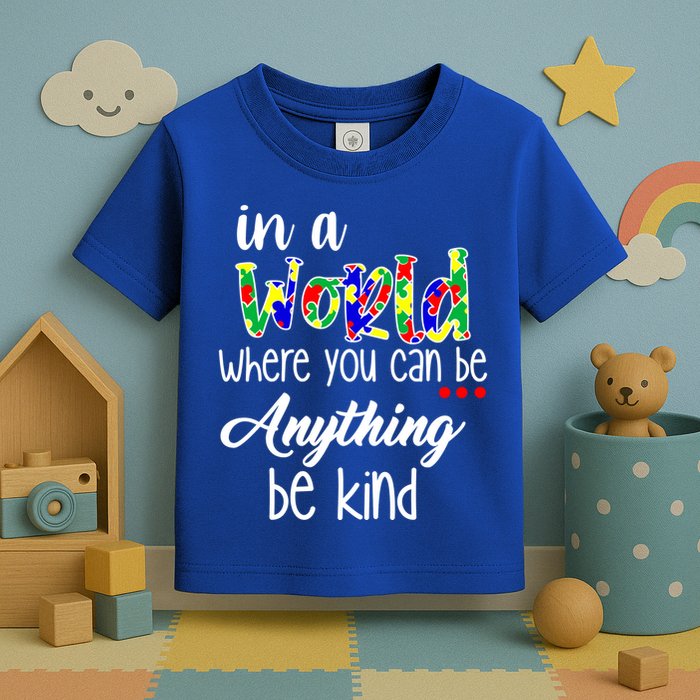In A World Where You Can Be Anything Be Kind Autism Awareness Toddler T-Shirt
