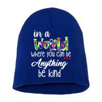 In A World Where You Can Be Anything Be Kind Autism Awareness Short Acrylic Beanie