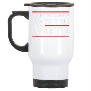 I Am Woman Watch Me Vote Feminist Presidential Election 2024 Stainless Steel Travel Mug