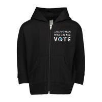 I Am Woman Watch Me Vote Vintage Toddler Zip Fleece Hoodie