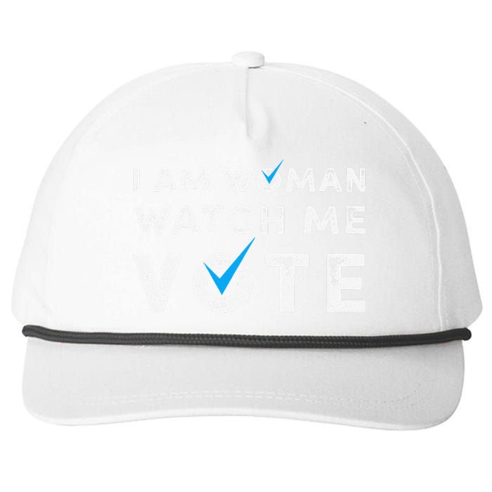 I Am Woman Watch Me Vote Vintage Snapback Five-Panel Rope Hat