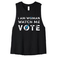 I Am Woman Watch Me Vote Vintage Women's Racerback Cropped Tank