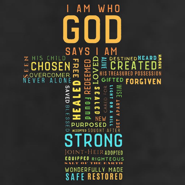 I Am Who God Says I Am Christian Faith Religious 7 Panel Mesh Trucker Snapback Hat