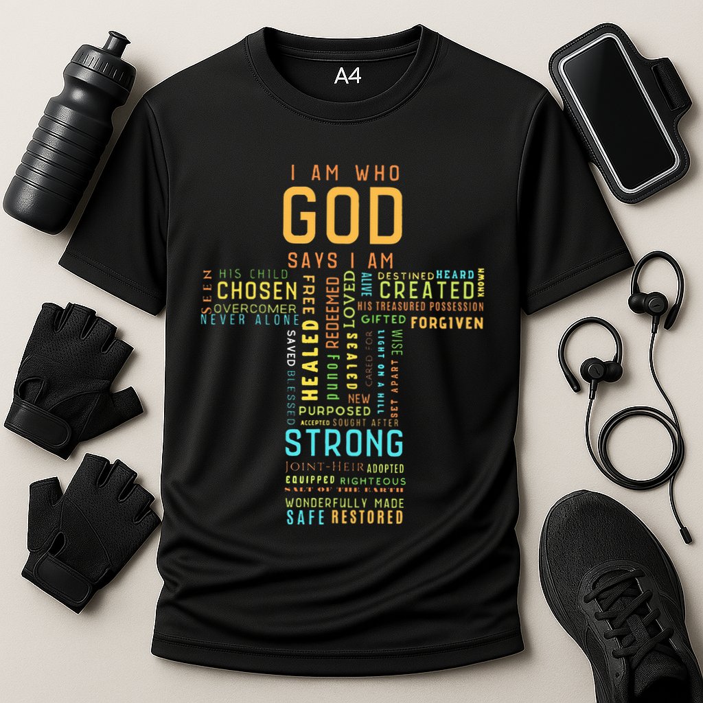 I Am Who God Says I Am Christian Faith Religious Cooling Performance Crew T-Shirt
