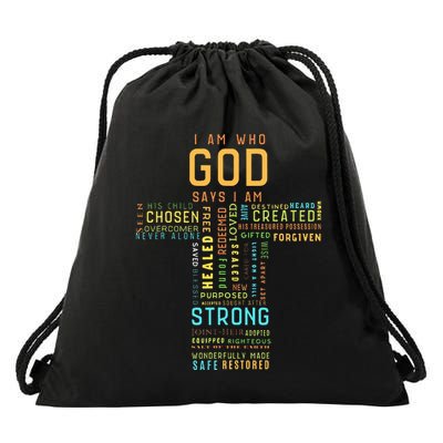 I Am Who God Says I Am Christian Faith Religious Drawstring Bag