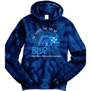 In April We Wear Blue For Child Abuse Prevention Awareness Tie Dye Hoodie