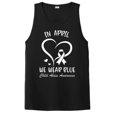 In April We Wear Blue Child Abuse Prevention Awareness Heart PosiCharge Competitor Tank