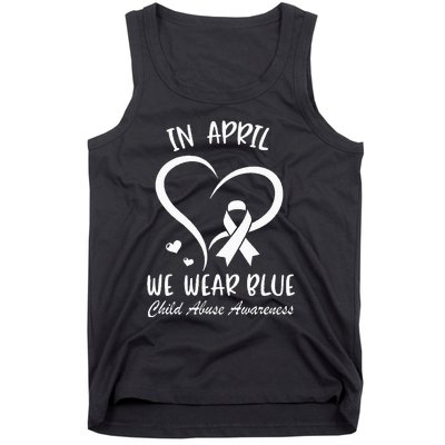 In April We Wear Blue Child Abuse Prevention Awareness Heart Tank Top