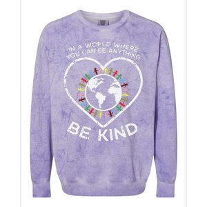 In A World Anything Be Kind Unity Day Orange Anti Bullying Colorblast Crewneck Sweatshirt