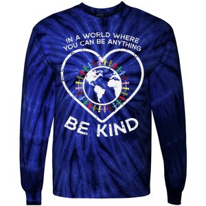 In A World Anything Be Kind Unity Day Orange Anti Bullying Tie-Dye Long Sleeve Shirt