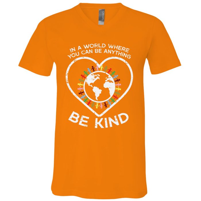 In A World Anything Be Kind Unity Day Orange Anti Bullying V-Neck T-Shirt