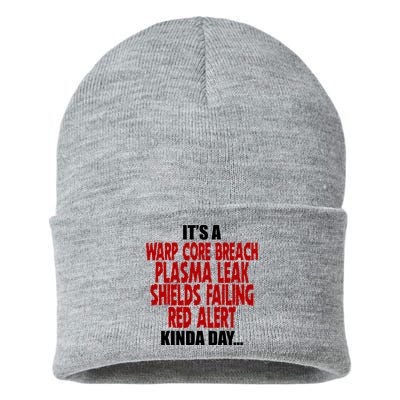 It's A Warp Core Plasma Leak Shield Funny Meme Sustainable Knit Beanie