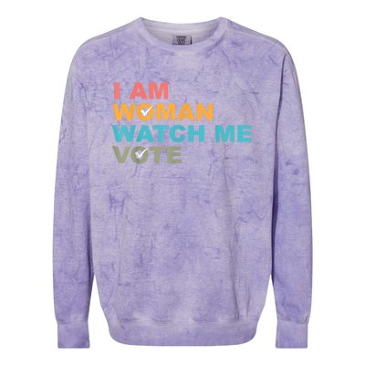 I Am Woman Watch Me Vote Colorblast Crewneck Sweatshirt