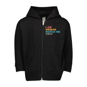 I Am Woman Watch Me Vote Toddler Zip Fleece Hoodie