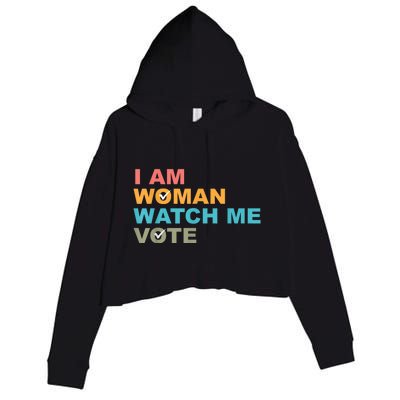 I Am Woman Watch Me Vote Crop Fleece Hoodie