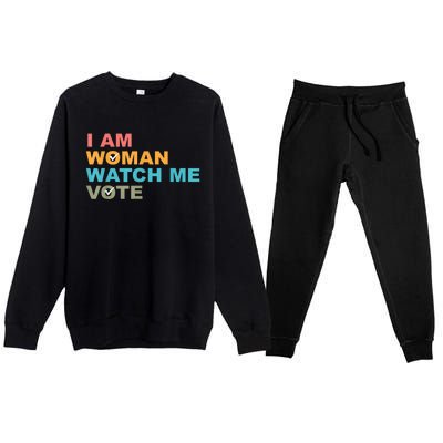 I Am Woman Watch Me Vote Premium Crewneck Sweatsuit Set