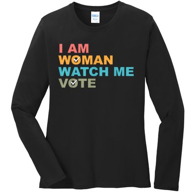 I Am Woman Watch Me Vote Ladies Long Sleeve Shirt