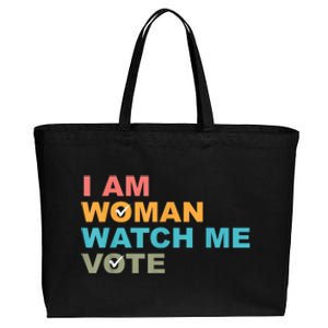 I Am Woman Watch Me Vote Cotton Canvas Jumbo Tote