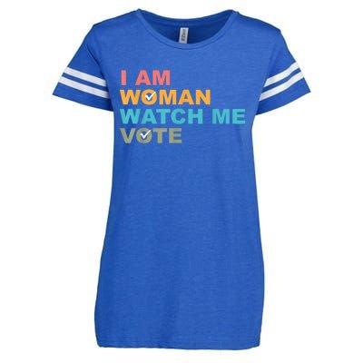 I Am Woman Watch Me Vote Enza Ladies Jersey Football T-Shirt