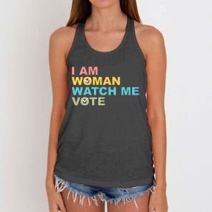 I Am Woman Watch Me Vote Women's Knotted Racerback Tank