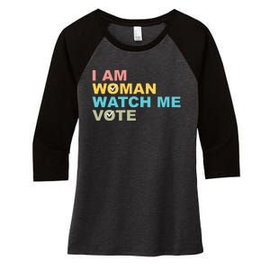 I Am Woman Watch Me Vote Women's Tri-Blend 3/4-Sleeve Raglan Shirt