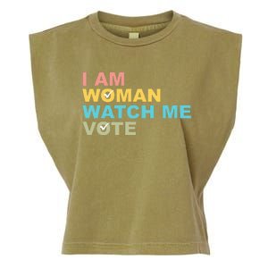 I Am Woman Watch Me Vote Garment-Dyed Women's Muscle Tee