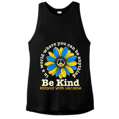 In A World Where You Can Be Anything Be Kind # Stand With Ukraine Ladies PosiCharge Tri-Blend Wicking Tank