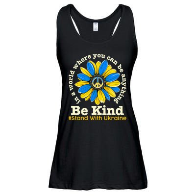 In A World Where You Can Be Anything Be Kind # Stand With Ukraine Ladies Essential Flowy Tank