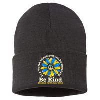 In A World Where You Can Be Anything Be Kind # Stand With Ukraine Sustainable Knit Beanie