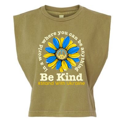In A World Where You Can Be Anything Be Kind # Stand With Ukraine Garment-Dyed Women's Muscle Tee