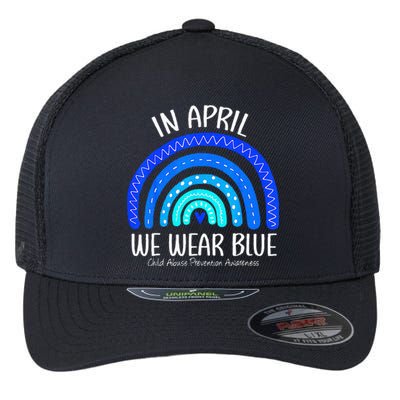 In April We Wear Blue Child Abuse Prevention Awareness Flexfit Unipanel Trucker Cap