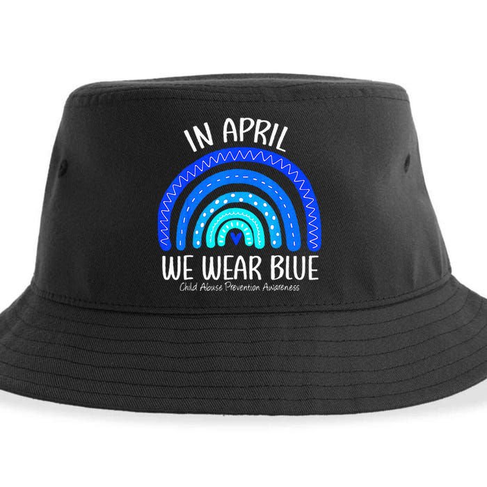 In April We Wear Blue Child Abuse Prevention Awareness Sustainable Bucket Hat