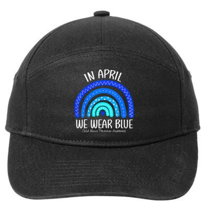 In April We Wear Blue Child Abuse Prevention Awareness 7-Panel Snapback Hat