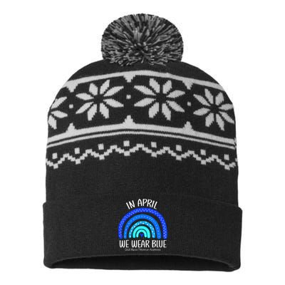 In April We Wear Blue Child Abuse Prevention Awareness USA-Made Snowflake Beanie