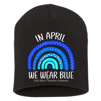 In April We Wear Blue Child Abuse Prevention Awareness Short Acrylic Beanie