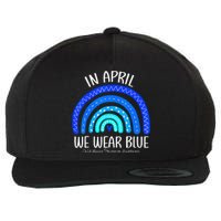 In April We Wear Blue Child Abuse Prevention Awareness Wool Snapback Cap