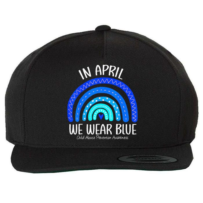 In April We Wear Blue Child Abuse Prevention Awareness Wool Snapback Cap