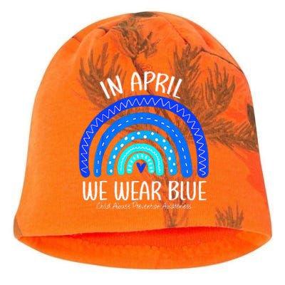 In April We Wear Blue Child Abuse Prevention Awareness Kati - Camo Knit Beanie