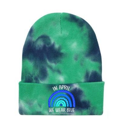 In April We Wear Blue Child Abuse Prevention Awareness Tie Dye 12in Knit Beanie