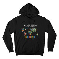 In A World Where You An Be Anything Be Kind Autism Awareness Puzzle Hoodie