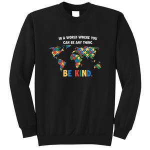 In A World Where You An Be Anything Be Kind Autism Awareness Puzzle Sweatshirt