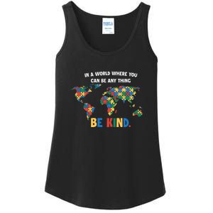 In A World Where You An Be Anything Be Kind Autism Awareness Puzzle Ladies Essential Tank