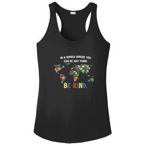 In A World Where You An Be Anything Be Kind Autism Awareness Puzzle Ladies PosiCharge Competitor Racerback Tank