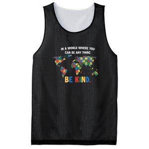 In A World Where You An Be Anything Be Kind Autism Awareness Puzzle Mesh Reversible Basketball Jersey Tank