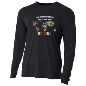 In A World Where You An Be Anything Be Kind Autism Awareness Puzzle Cooling Performance Long Sleeve Crew